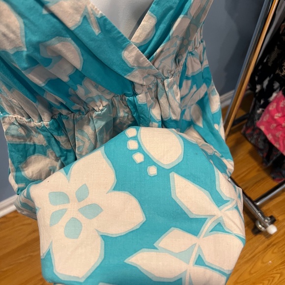 Women’s Large Old Navy Teal & White Floral Dress - Picture 3 of 5